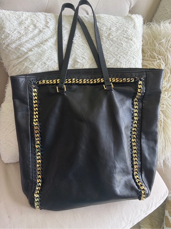 Zara Handbags - Zara Black Tote with Gold Chain Trim